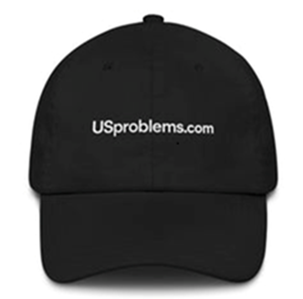 USproblems Classic logo design with white lettering on black color scheme for civical impact.
